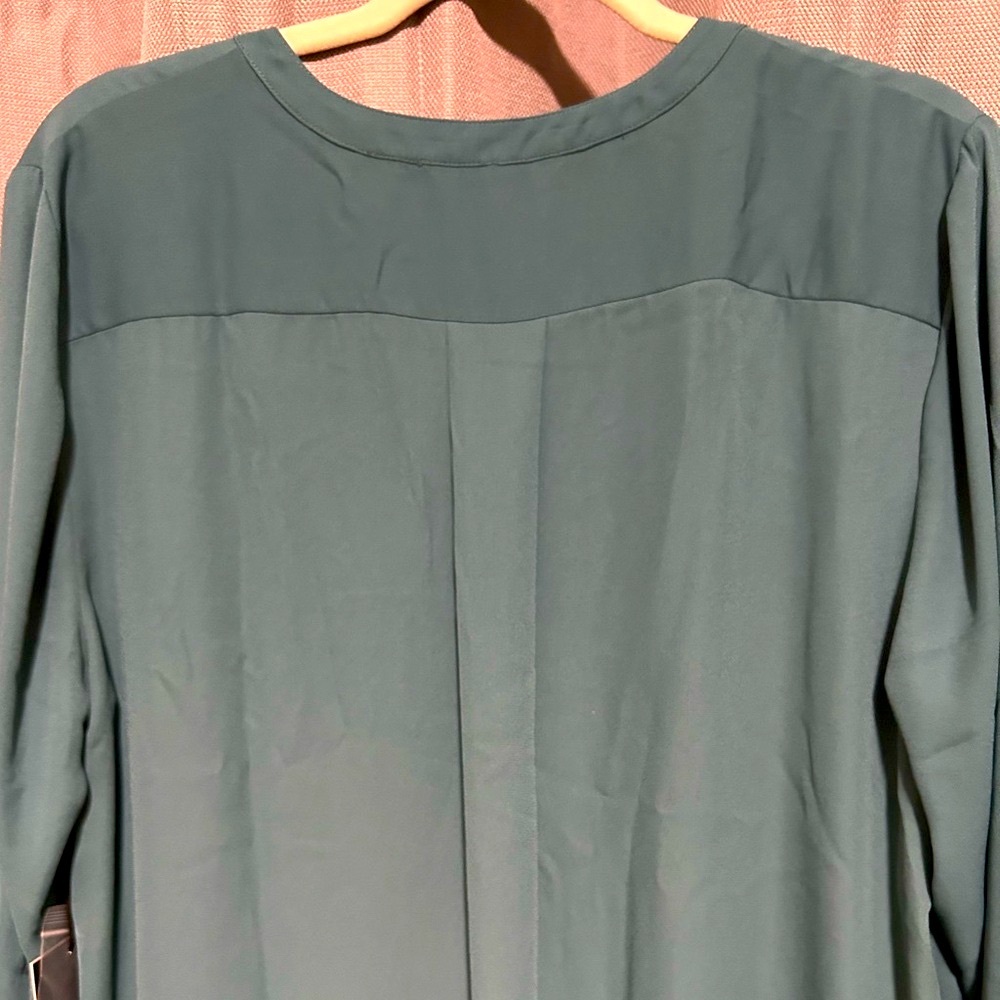 Simply Vera Wang Teal Roll Tab Relaxed Blouse - Picture 7 of 12
